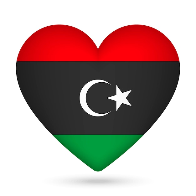 Libya flag in heart shape Vector illustration