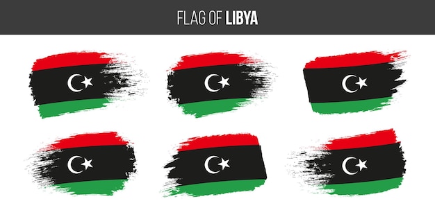Флаги Ливии мазка кистью гранж векторные иллюстрации флаг Ливии, изолированные на белом фоне