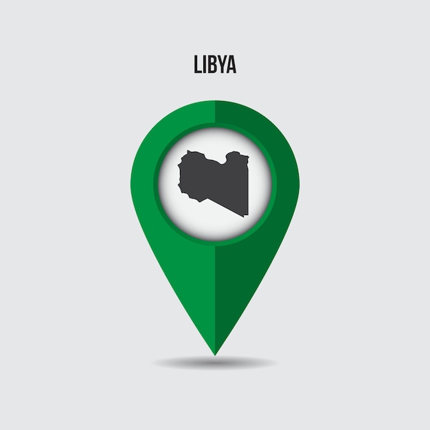 Libya map on location pin. 3D pointer with map isolated on a background.