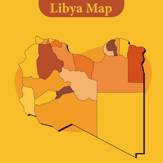 Libya map vector with regions and cities lines and full every region