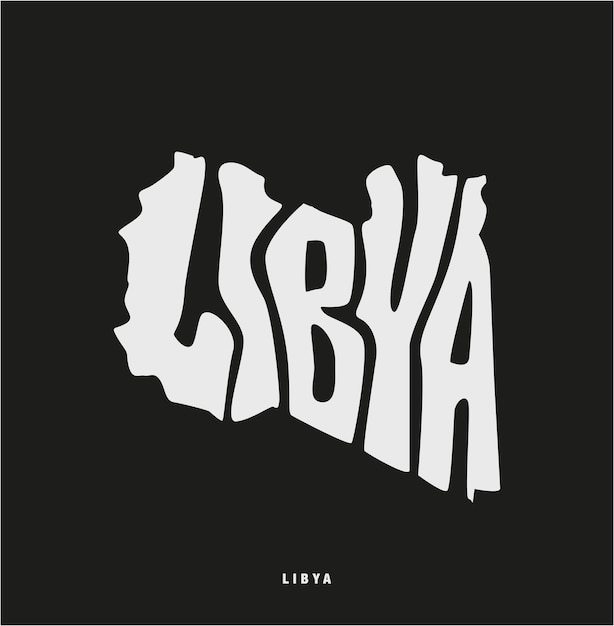 Libya typographic map in English Libya lettering mapPrint