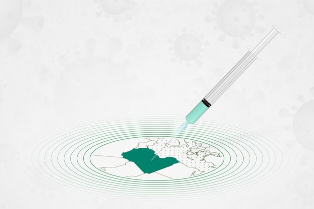 Vettore iniezione di vaccino per il concetto di vaccinazione in libia nella mappa della libia