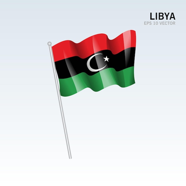 Libya waving flag isolated on gray 