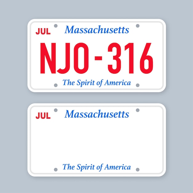 Vector license plate of massachusetts car number plate vector stock illustration