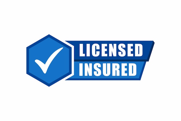 licensed and insured vector icon with tick mark. licensed and insured label