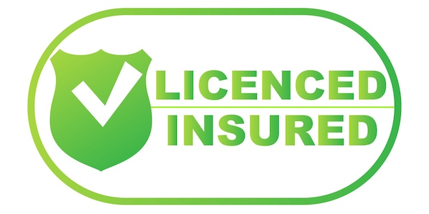 licensed and insured vector icon with tick mark and shield