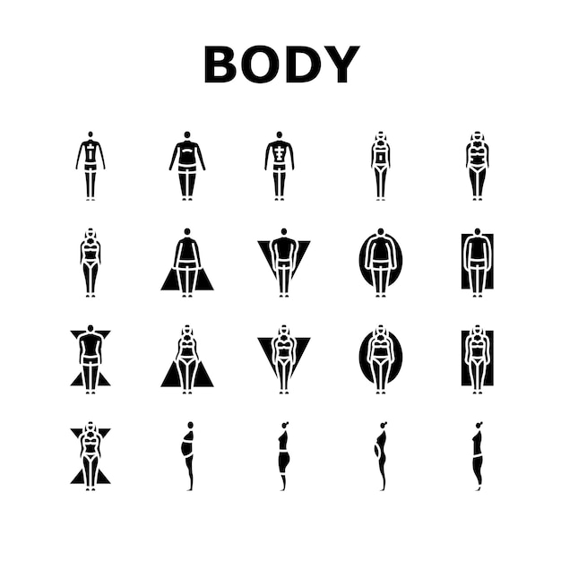 Lichaam menselijke anatomie figuur pictogrammen instellen vector