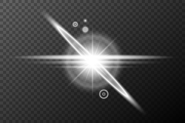 Licht-effect Geïsoleerde witte transparante flare explosie glinsterende stoflijn zonne-flare vonk ster spotlight vector speciaal effect