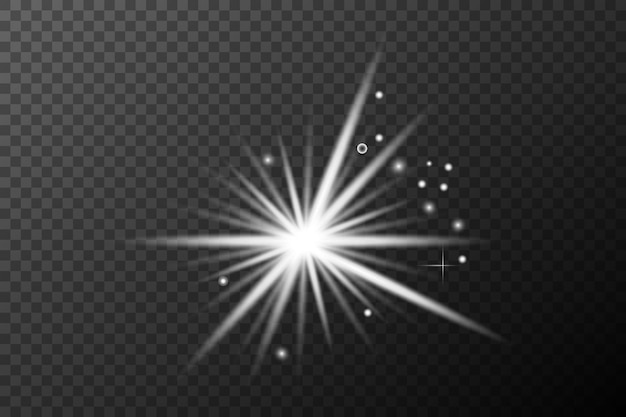 Licht-effect Geïsoleerde witte transparante flare explosie glinsterende stoflijn zonne-flare vonk ster spotlight vector speciaal effect