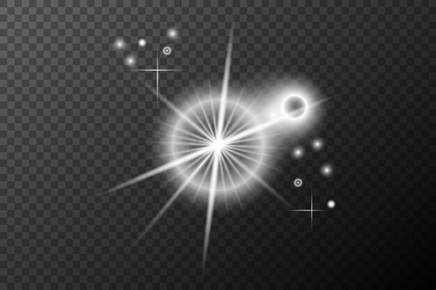 Licht-effect Geïsoleerde witte transparante flare explosie glinsterende stoflijn zonne-flare vonk ster spotlight vector speciaal effect