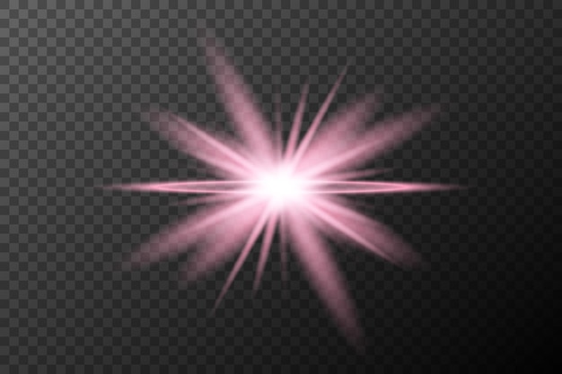 licht effect roze geïsoleerde flare explosie glanzende stof lijn zonneflare ster vonk neon licht vakantie festival vector element