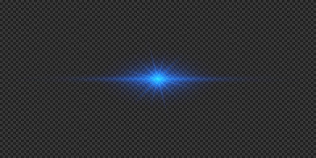 Vector licht effect van lens flares blauw horizontaal gloeiend licht starburst effect met vonken