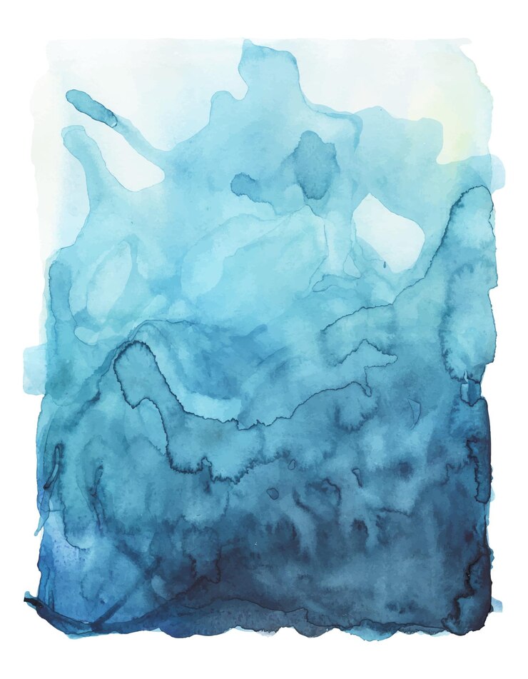 Vector licht- en donkerblauwe aquarel op natte papieren achtergrond effect van diepte zee of water met druppels