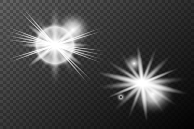 Licht wit effect geïsoleerde flare band ontploffing stoflijn zon flare ster vonk zonlicht vector set