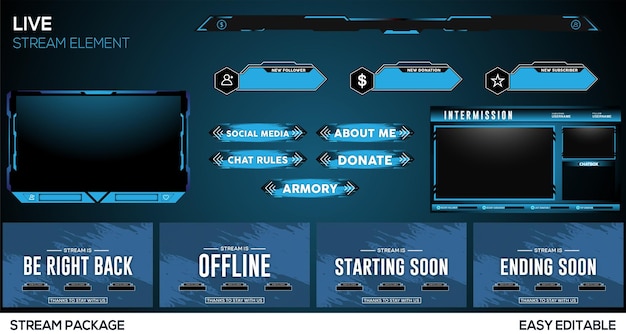 Lichtblauw abstract livestream gaming-element