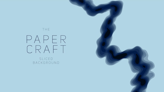 Vector lichtblauw papier gesneden lagen 3d abstracte gradiënt papercut kleurrijke origami rivier vorm concept