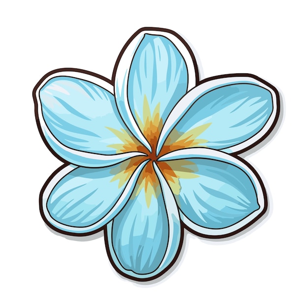 lichtblauwe plumeria bloem sticker illustratie vector