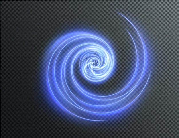 Lichtblauwe twirl. kromme lichteffect van blauwe lijn. lichtgevende blauwe cirkel. vector-png.