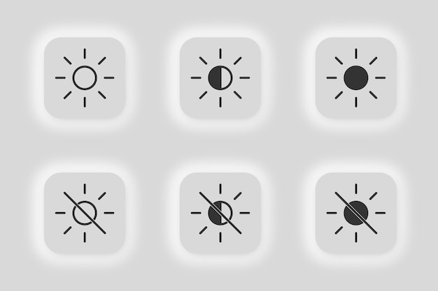 Lichte dag donkere modus icon set Scherm glans optie symbool Teken effect vector