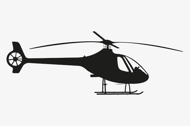 Lichte Utility Helikopter Silhouet Civiele Vliegtuigen Illustratie