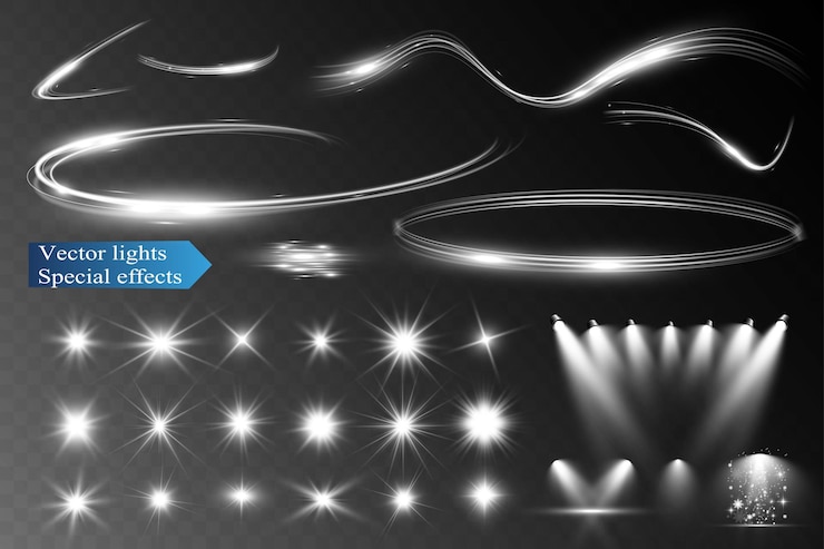 Vector lichteffect flare witte glansvector gloedlijn schittering glans zilver golvende effecten