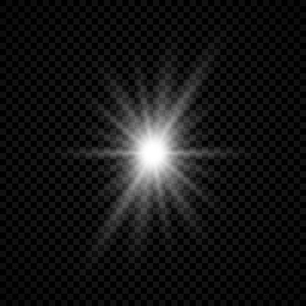 Lichteffect van lensflares. witte gloeiende lichten starburst effecten met glitters op een transparante achtergrond. vector illustratie