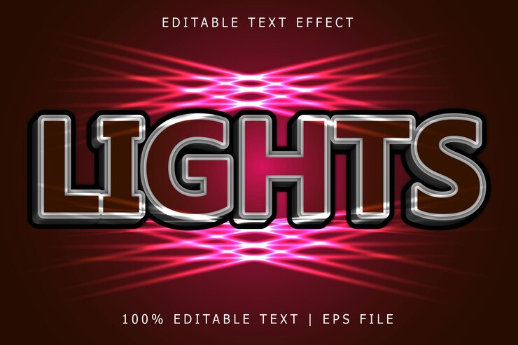 Vector lichten bewerkbaar teksteffect 3 dimensie reliëf moderne stijl