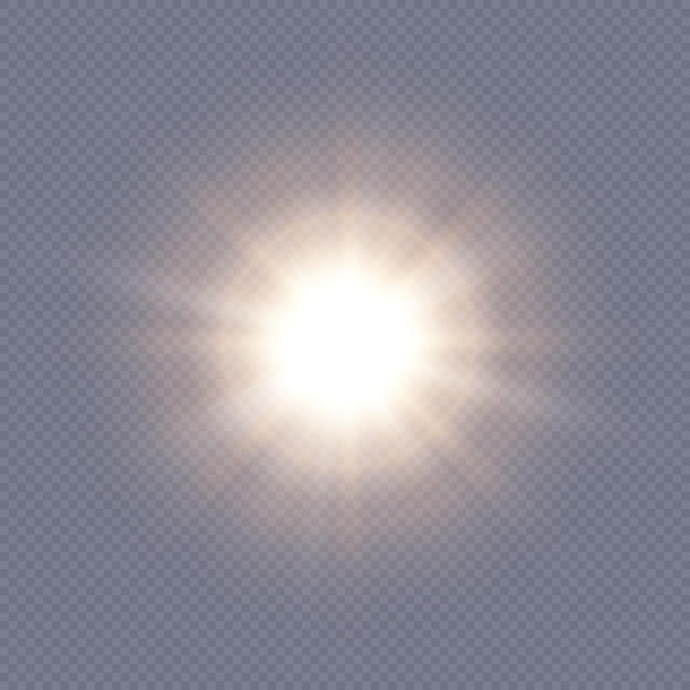 Lichtflits sun twinkle De felle zon schijnt met warme stralen vector illustratie