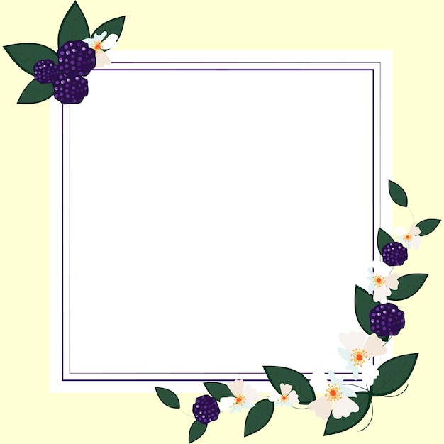 Lichtgeel frame versierd met kleurrijke bloemen en bladeren harmonieus gerangschikt lege posterrand omringd door veelkleurig boeket aangenaam georganiseerd