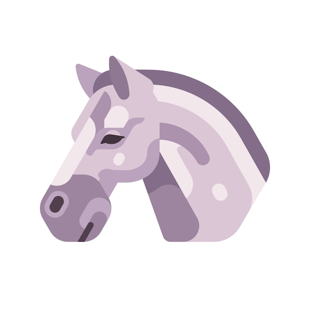 Lichtgrijs paard hoofd zijaanzicht flat pictogram