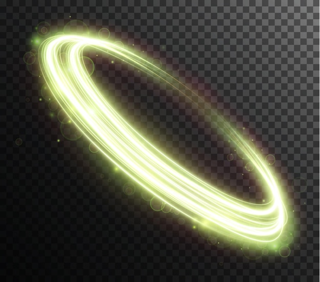 Lichtgroen Twirl Curve-lichteffect van groene lijn Lichtgevende groene cirkel, PNG