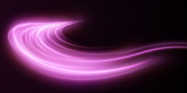 Lichtroze Twirl Curve-lichteffect van roze lijn Lichtgevende roze cirkel Vector, PNG