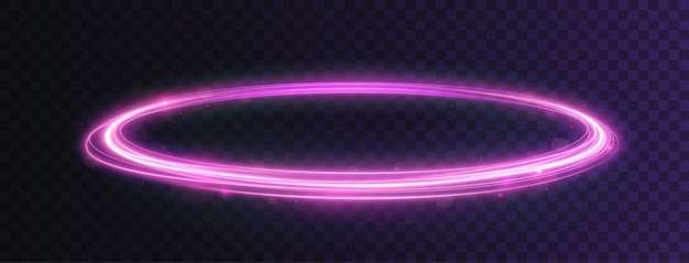 Lichtroze Twirl Curve-lichteffect van roze lijn Lichtgevende roze cirkel Vector, PNG