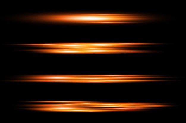 Lichtstralen flitsen gouden horizontale lensfakkels pakken laserstralen gloeien oranje lijn mooie flare
