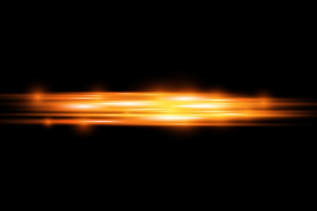 Lichtstralen flitsen gouden horizontale lensfakkels pakken laserstralen gloeien oranje lijn mooie flare