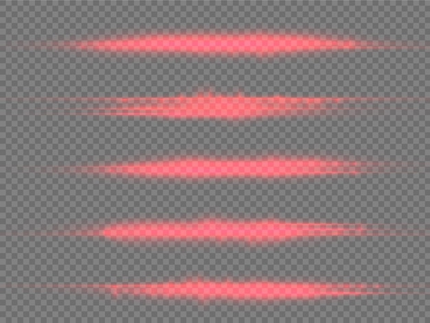 Lichtstralen flitsen horizontale lensfakkels paksnelheid laserstralen gloeien rode lijn beweging heldere schittering