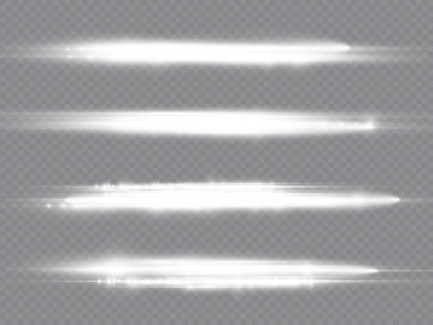 Lichtstralen flitsen witte horizontale lens flares pack laserstralen glow witte lijn mooie flare