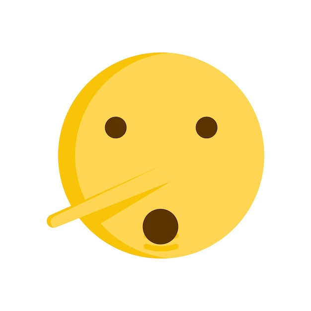 Lie emoticon concept Vector emoji yellow character icon with big nose