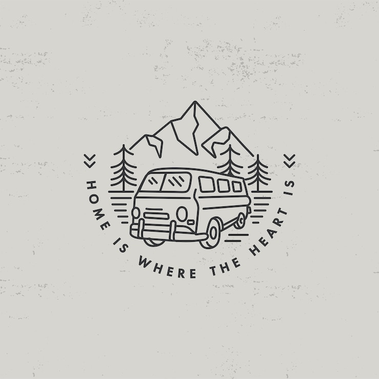 Vector liear icon or logo mountains