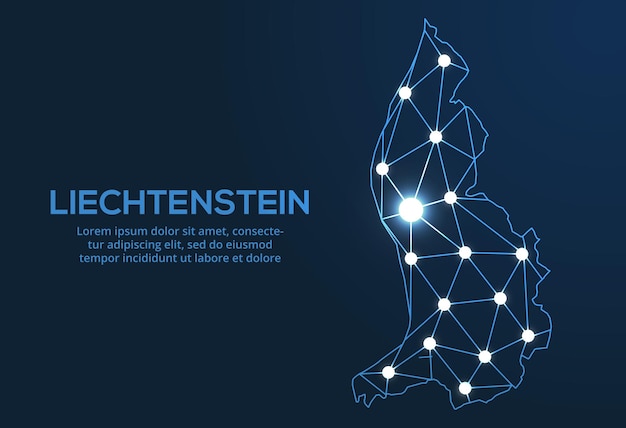 Liechtenstein communication network map vector low poly image of a global map with lights in the form of cities map in the form of a constellation mute and stars