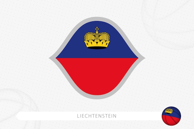 Liechtenstein flag for basketball competition on gray basketball background.