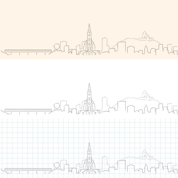 Vector liechtenstein hand drawn profile skyline