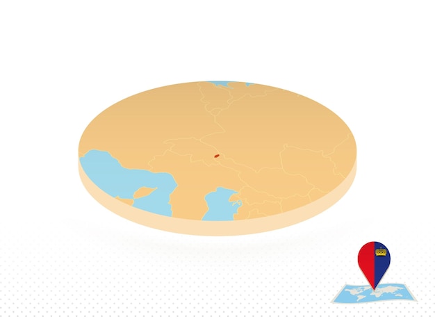 Vector liechtenstein map designed in isometric style orange circle map of georgia for web infographic and more