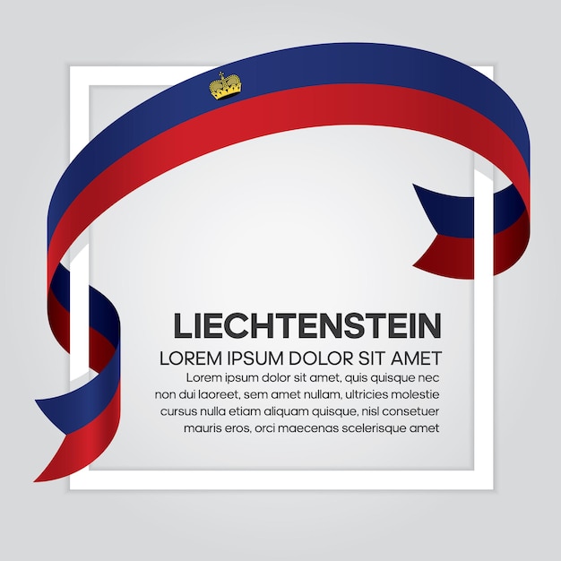 Bandiera del nastro del liechtenstein, illustrazione vettoriale su sfondo bianco