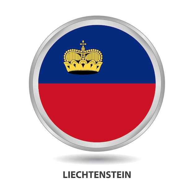 Liechtenstein round flag design is used as badge, button, icon, wall painting