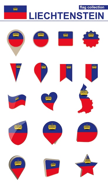 Liechtenstein Vlag Collectie Grote set voor design