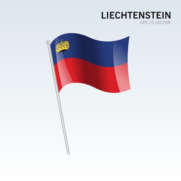 Liechtenstein waving flag isolated on gray background