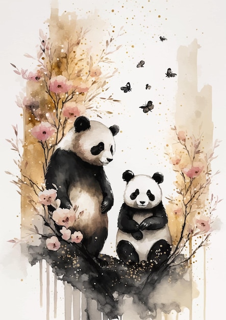 Lief aquarel Panda Print Design