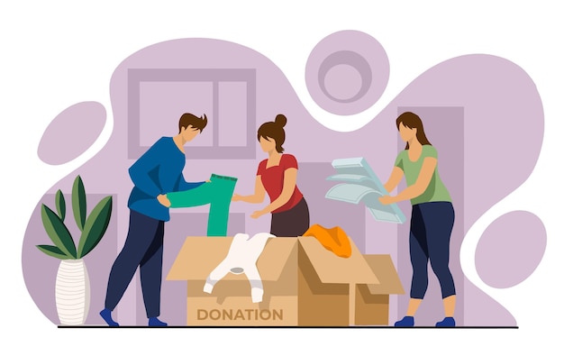 Liefdadigheid en donatie Flat Design karakter