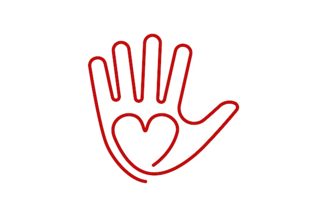 Liefdadigheid en hulppictogram Hand Doneren bloed vectorillustratie Gezondheidszorg lijn ontwerp symbool